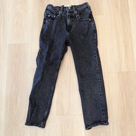 Abercrombie & Fitch Black Double Waist Band Ankle Straight Ultra High Ri… - Picture 2 of 8